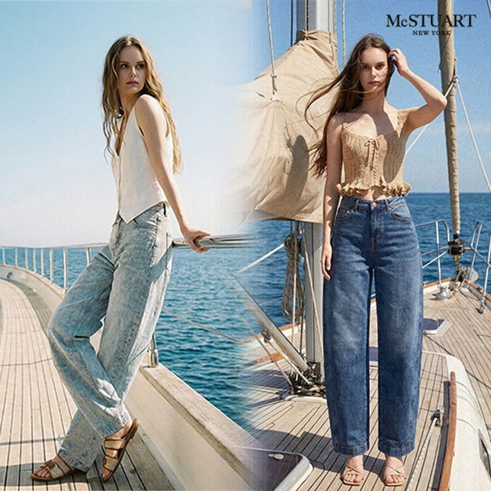 맥스튜어트 썸머 여성 배럴 데님 팬츠