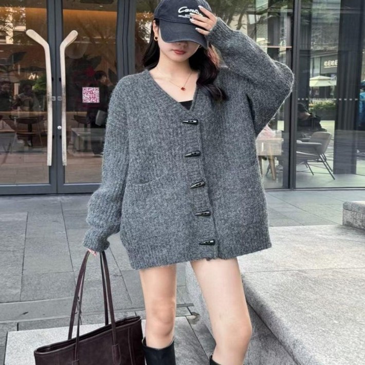 여성 3컬러 가을무드 멜로우터치 떡볶이 니트가디건 루즈핏가디건 겨울