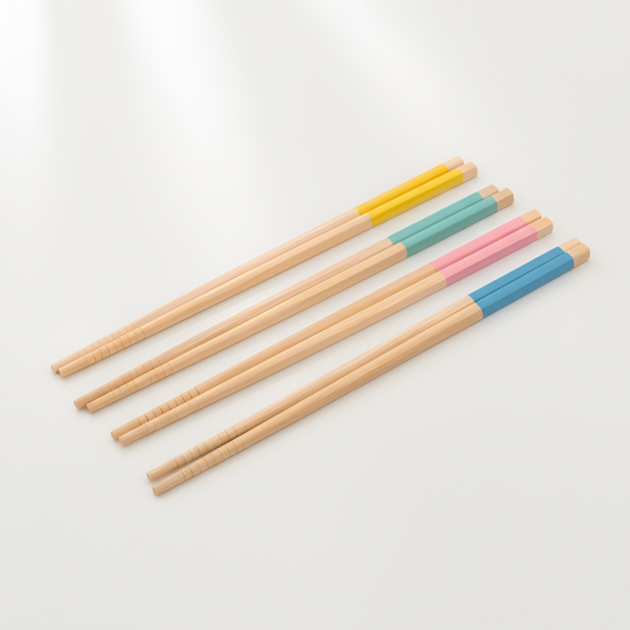 플라잉타이거 코펜하겐 천연 우드 젓가락 4개입 스퀘어 컬러 대나무 예쁜 가정용 친환경 식기