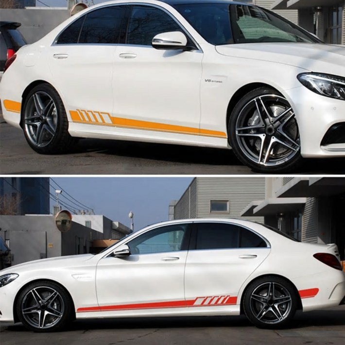 벤츠 C클래스 사이드 데칼스티커 W204 W205 C63 AMG에디션 호환 용품, 03.블랙카본, 1개