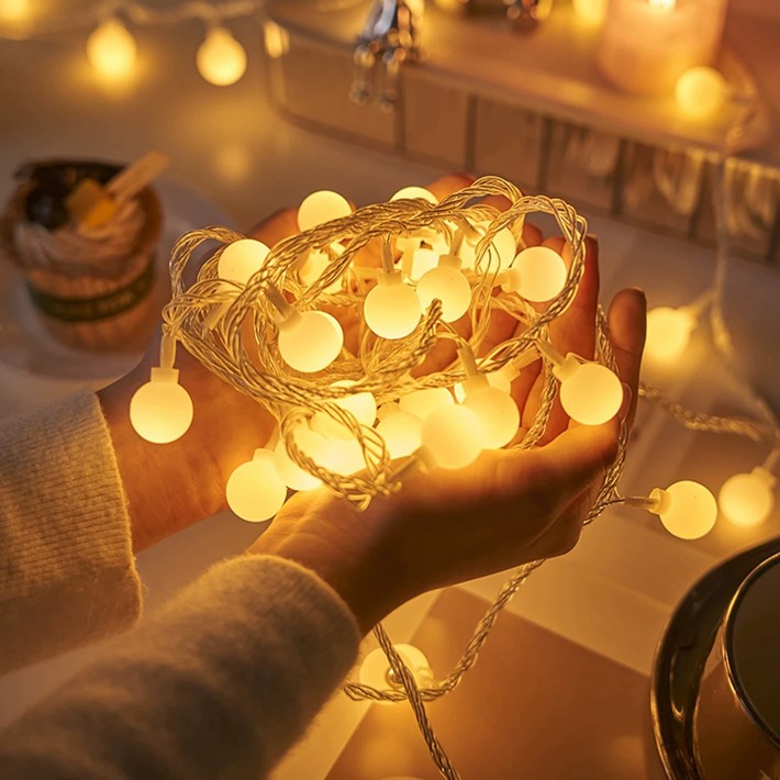 SASAKO 감성캠핑 LED 줄조명 앵두전구 크리스마스 장식등 파티라이트 정원 카페 야외조명 크리스마스조명 방수 줄조명 USB배터리 양용형