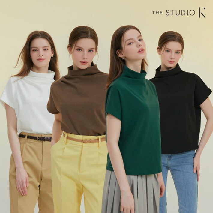 THE STUDIO K 더 스튜디오 케이 24SS 카울넥 드레이프 티블라우스 4종