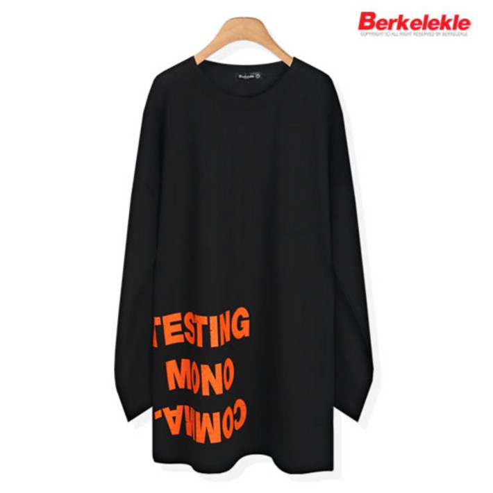 버클리클 콤마 여성용 티셔츠 여자 오버핏 롱 라운드 티 긴팔 롱티