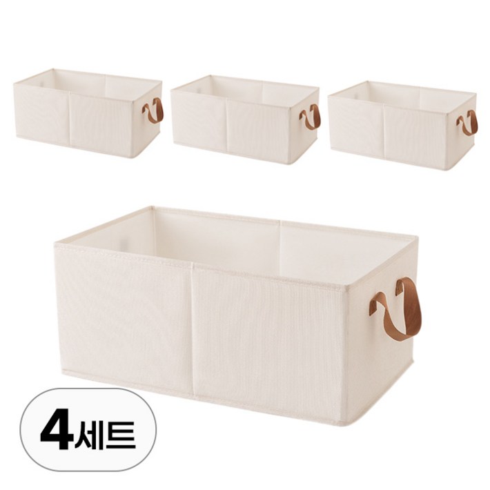 투데이리빙 4개 세트 접이식 옷 수납 패브릭 정리함 의류 수납함 정리 정돈 폴딩 가능 부직포 페브릭 형 리빙 다용도 보관 심플 보관함