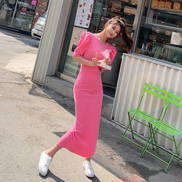 떳다그녀 로베스 퍼프소매 롱원피스