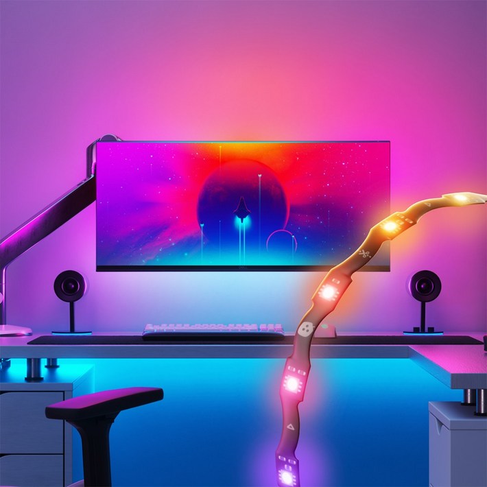 나노리프 4D PC 모니터조명 반응형 LED 라이트스트립 게이밍조명 RGB조명, 1개, 혼합색상