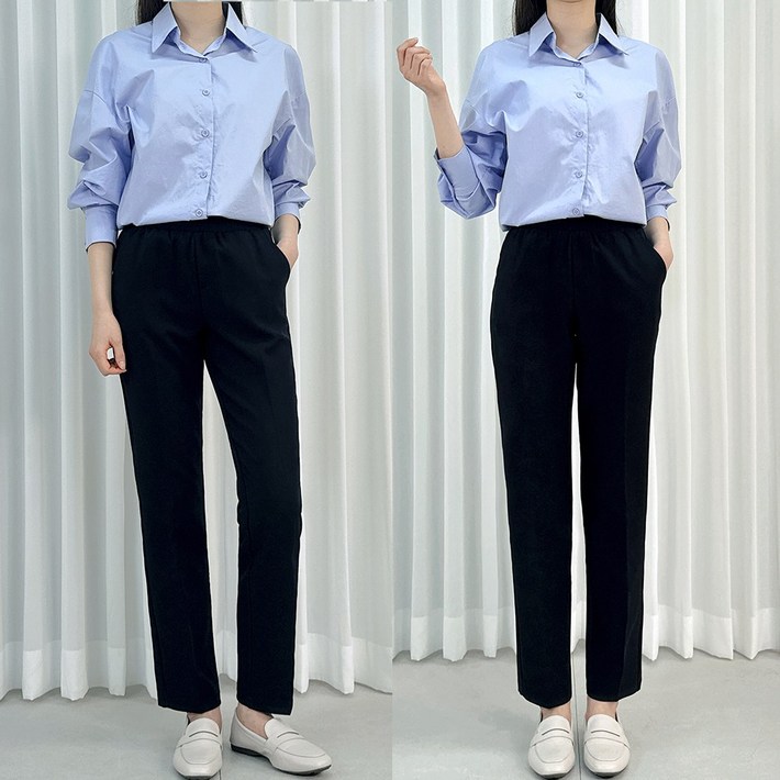 숏기본롱 S3XL여성용 빅사이즈 밴딩슬랙스 정장바지 라이크 밴딩팬츠
