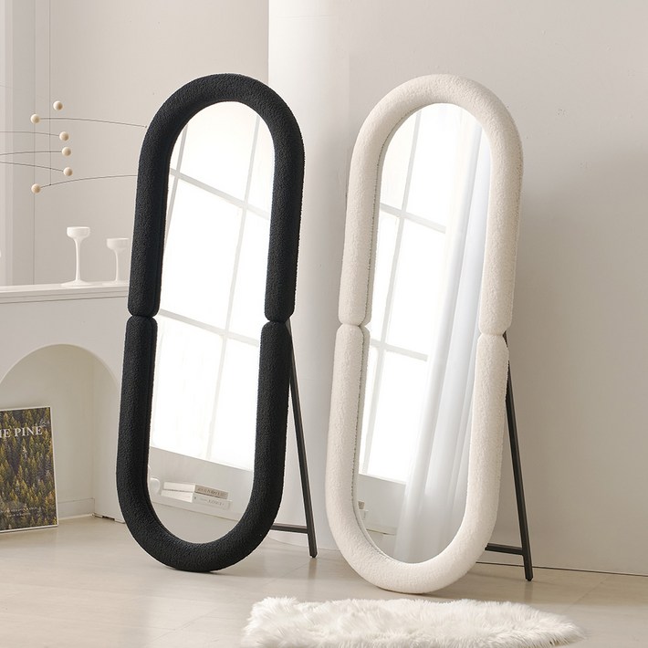 포세 부클레 패브릭 라운드 대형 1600 인테리어 스탠드 전신 거울 2color, 블랙