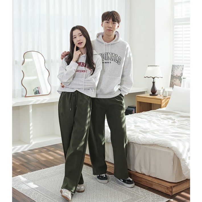 하누리 남여공용 변형없는 워싱 융 기모 골덴 코듀로이 양모 밴딩 와이드 팬츠 3컬러