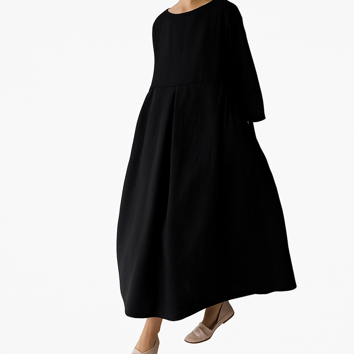 가비앤코 여성 가을 플리츠 긴팔 롱미디 원피스