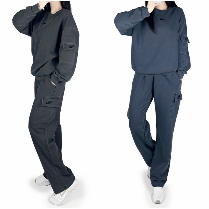 나이키 피그먼트 면 맨투맨 건빵바지 트레이닝 세트 남여공용 봄신상 단체 커플 AH