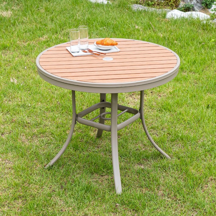 야드니 900 원형 테이블 수지목 야외 카페 정원 간이, 블랙