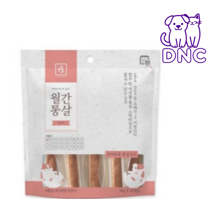 브리더랩 반려동물 월간통살 스틱타입 간식 20g x 30p, 연어, 600g, 4개