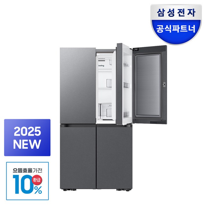 으뜸효율 삼성전자 비스포크 냉장고 4도어 902L RM70F90M1DD 1등급 AI절약 다크메탈 푸드쇼케이스, RM70F90M1DD