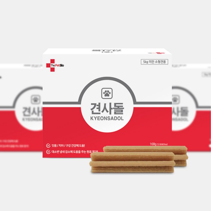 디펫바이오 견사돌 닭고기 [2박스+1박스]  강아지 덴탈껌 치석제거 입냄새제거 완화 영양제 간식