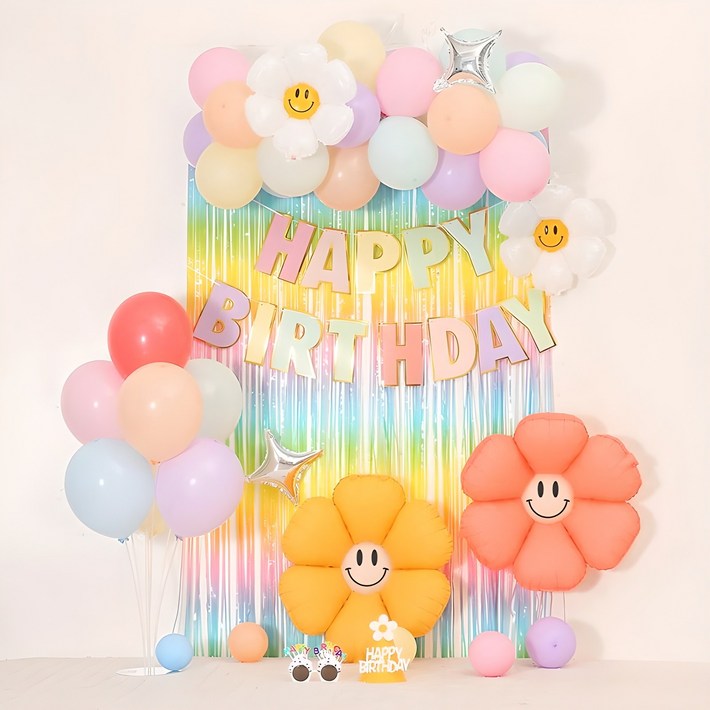 피앤비유니티 데이지 풍선구름형 생일세트