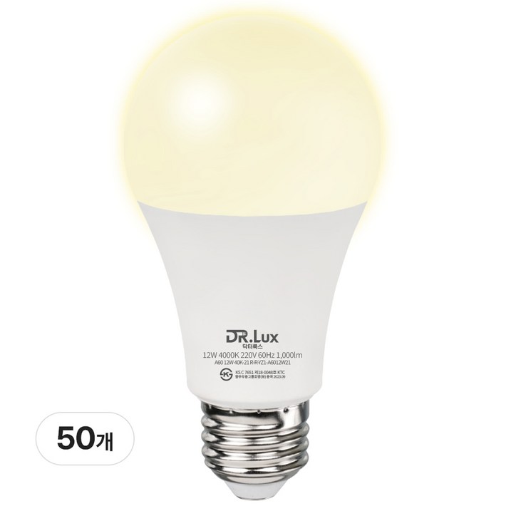 닥터룩스 LED 전구 12W, 50개, 주백색