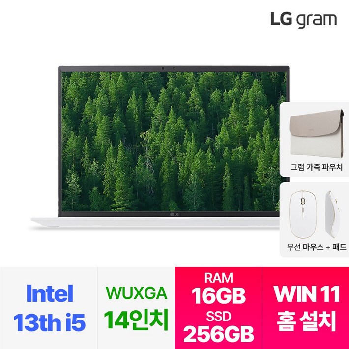 LG전자 최신 그램 14인치 인텔 i5 13세대 윈도우11 16GB 256GB, 14ZD90RUGX56K, WIN11 Home, 16GB, 256GB, 화이트