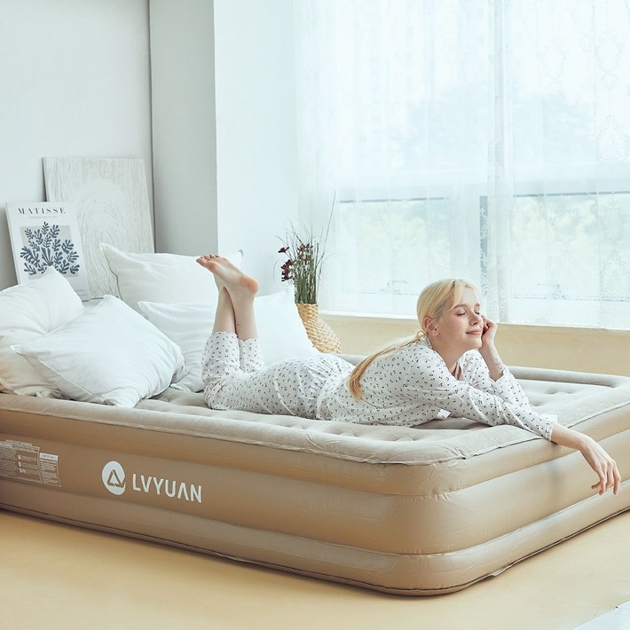 루앤 프리미엄 에어매트 캠핑용 자충매트 야외 휴대용 매트리스 펌프 내장형