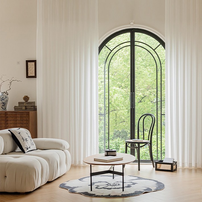 커튼킹 소르르 헤비쉬폰커튼 거실쉬폰커튼 나비주름 여름커튼 핀형 창문커튼 2P세트