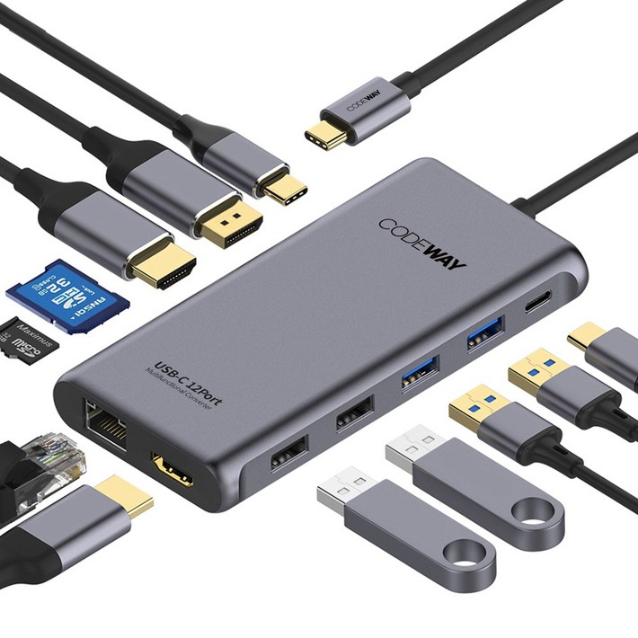 USB C타입 12in1 4K60Hz 노트북 멀티허브, 1개