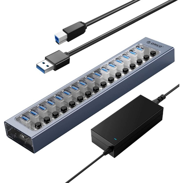 오리코 7포트10포트13포트16포트 유전원 USB허브 AT2U3, 16포트, 1개