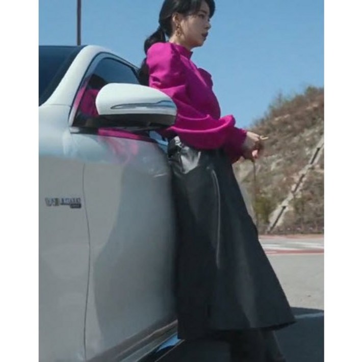 당일발송 [더글로리 박연진옷 레자 인조가죽 롱스커트 벨트포함]세미정장 연예인룩 박연진스타일 럭셔리 하객룩 임지연