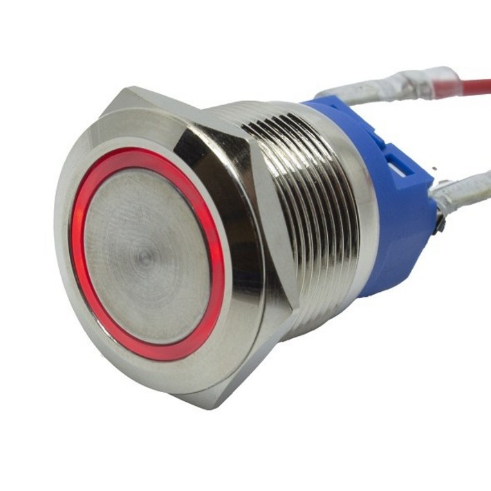 22파이 푸쉬 락타입 LED  12V  방수 메탈 스위치   레드,그린,블루
