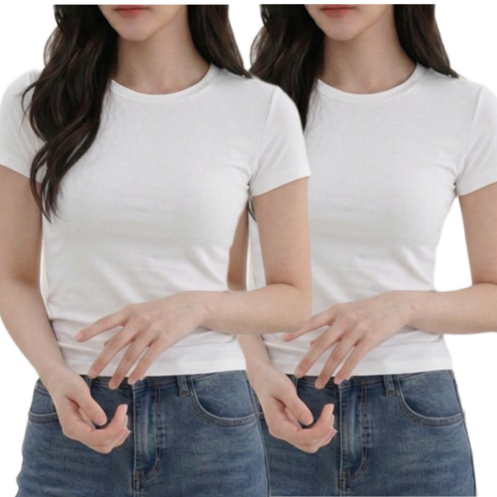 도도미아 11 여성 슬림핏 스판 라운드 반팔티