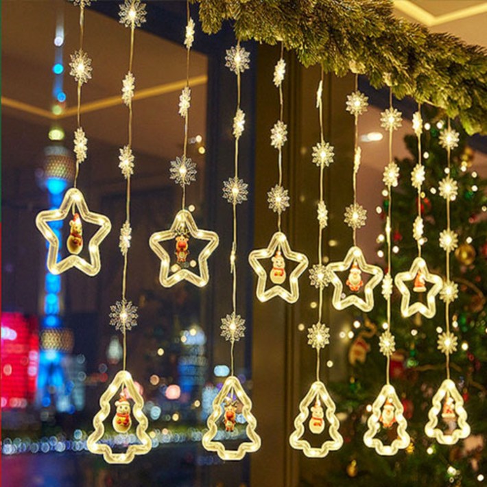 모두와샵 크리스마스 커튼 가랜드 조명 오너먼트 DIY