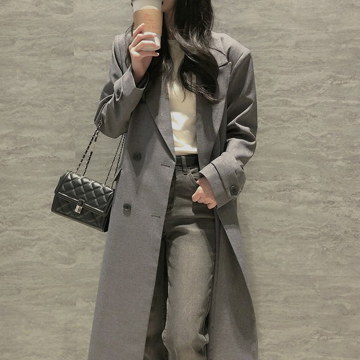 국내 자체 제작 로에즈 더블 투버튼 롱코트 자켓