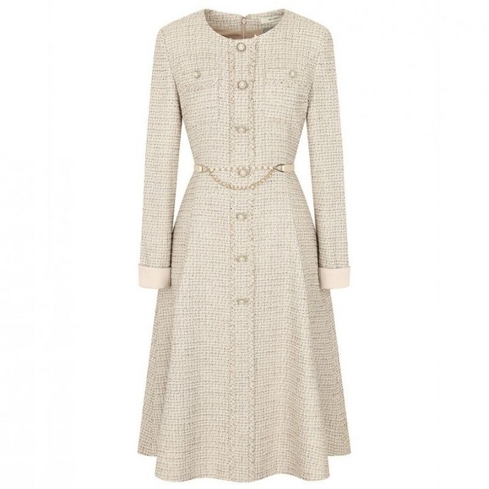 매장정품 JIGOTT 지고트 롤업 프린지 펄 트위드 원피스 GN3A0OP16 733010