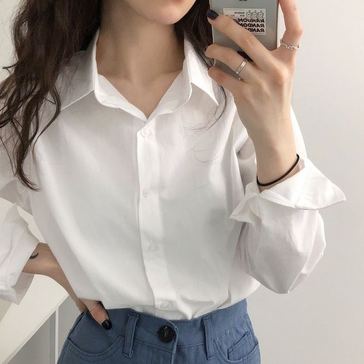 메이킹유 무지블라우스 카라넥 셔츠 남방 루즈핏 데일리룩 319에티드블라우스 메이킹유 무지블라우스 카라넥 셔츠 남방 루즈핏 데일리룩 319에티드블라우스