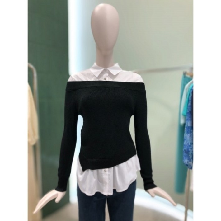 듀엘 니트레이어드셔츠 L243PSC014 653669