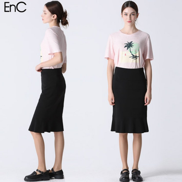 이앤씨ENC EnC 밑단플레어 H라인 스커트
