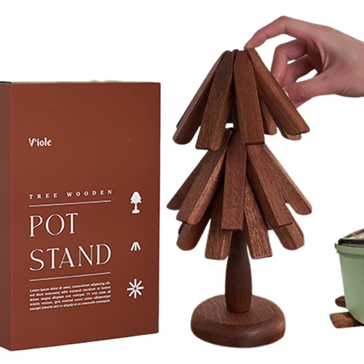 비비올레 원목 트리 냄비받침, 1세트