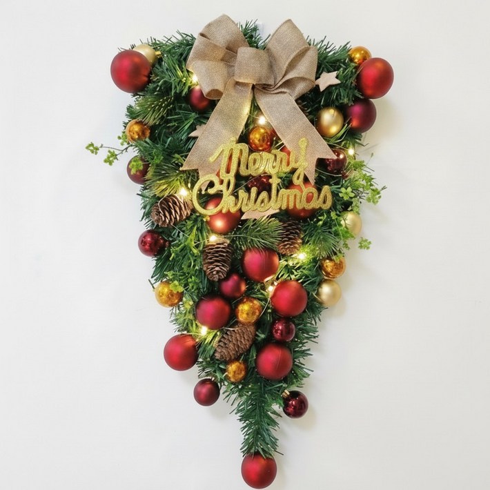 크리스마스리스 대형 풀세트 전구 르비에뜨, 1개, 레드롱