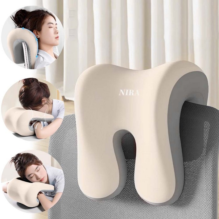 YOPENCE 탈부착 분리형 의자 목 쿠션 메모리폼 사무실 의자 헤드레스트, 아니보리