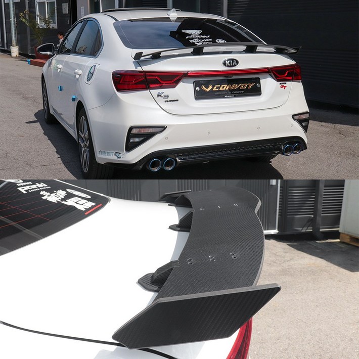 콘보이 올뉴K3 GT윙 스포일러 버전3 리어몰딩 에어로파츠 자동차 튜닝 용품, 블랙카본화이트엣지, 올뉴K3제작소요기간34일