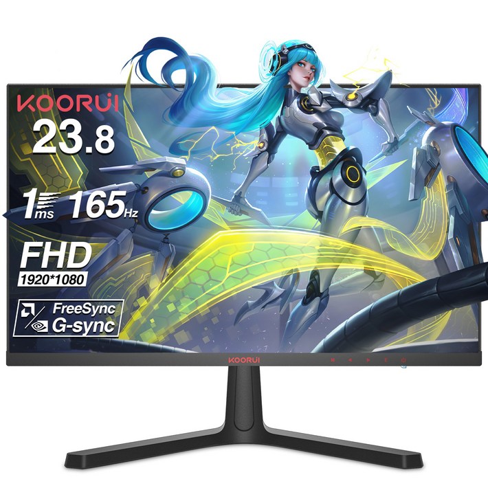 KOORUI 60.45cm FHD 게이밍 모니터 리얼 165Hz 1ms MPRT프리싱크Gsync 지원,24E4 블랙 KOORUI 60.45cm FHD 게이밍 모니터 리얼 165Hz 1ms MPRT프리싱크Gsync 지원,24E4 블랙