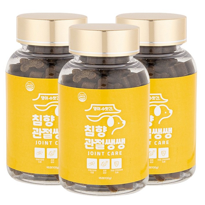 강아지 관절영양제 슬개골탈구 증상 콘드로이친 보스웰리아 오메가3 댕이수랏간 침향관절쌩쌩 100g, 95정, 뼈관절강화, 3개