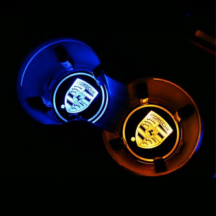 리모유통 차량용 LED 컵홀더 2p 컵받침 자동차 실내 무드등 램프 전차종, 혼합색상, 2개