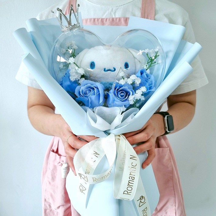 로맨틱앤 산리오 인형꽃다발 아크릴 하트 풍선꽃다발  쇼핑백  LED조명