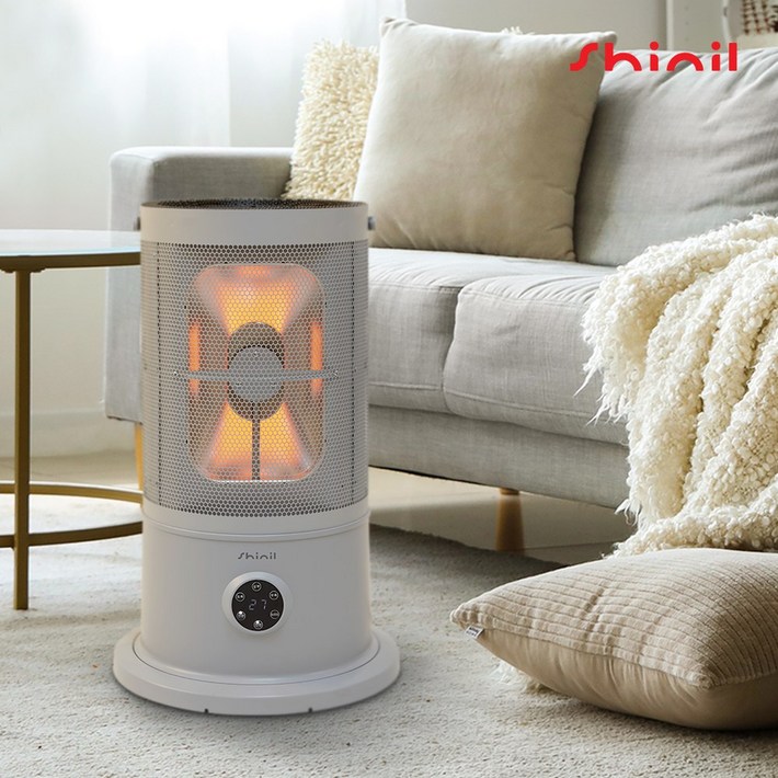 신일 전기히터 원통형 난로 가정용 사무실 업소용 하이라이트 난방기 스토브, 그레이