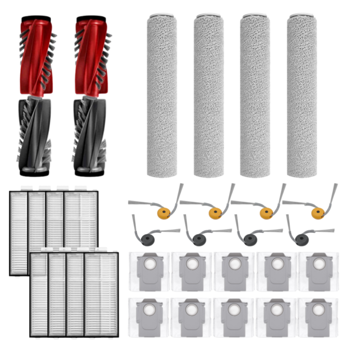 호환 호환돼지 로보락 Q Revo Curv 2 Flow 소모품 물걸레 더스트백 필터 브러쉬 1년 패키지, 1개