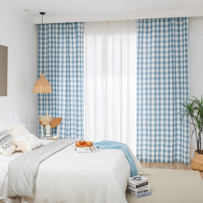 사라하우스 린넨 양면체크 가리개커튼