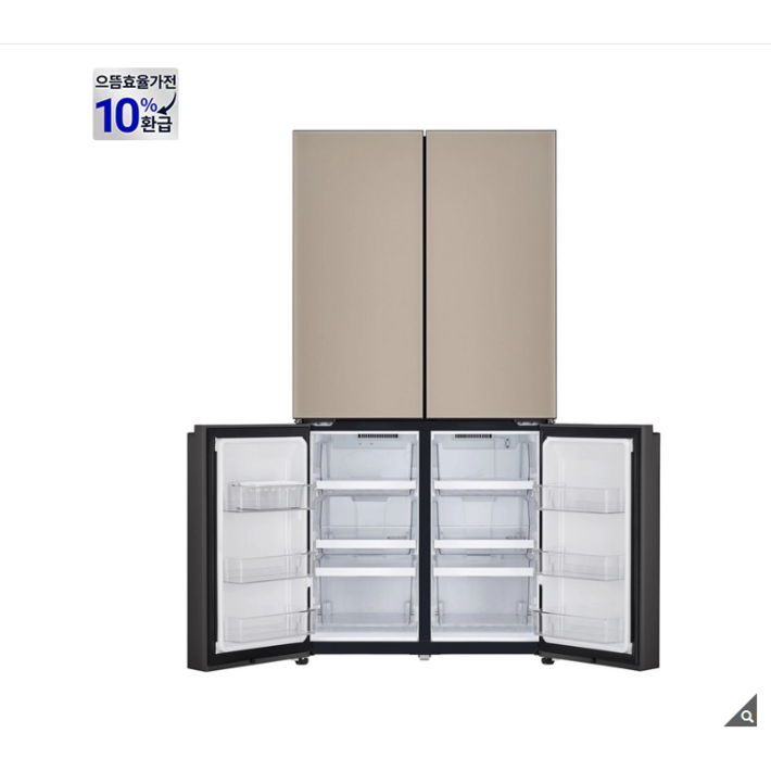 LG 오브제 매직스페이스 냉장고 870L, 글라스 클레이브라운  베이지