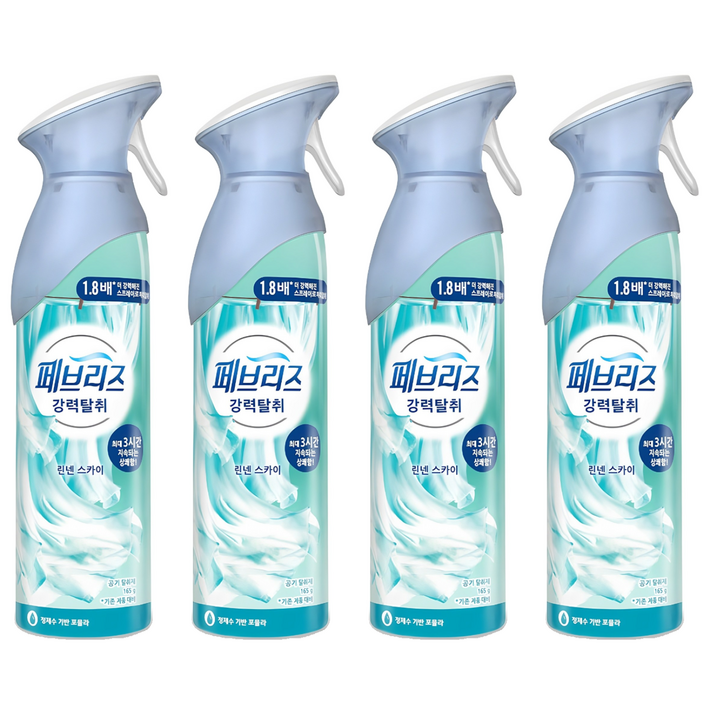 페브리즈 에어 실내 탈취제 린넨 스카이 본품, 165g, 4개
