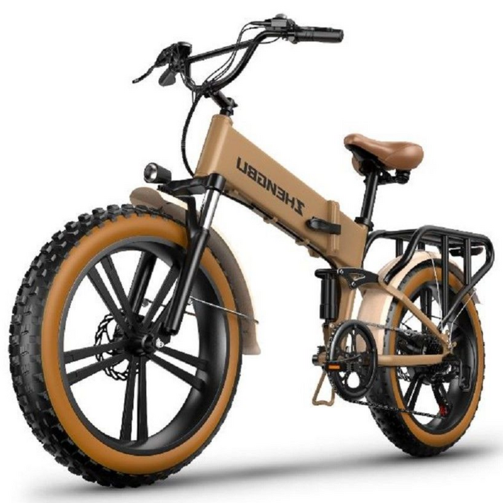 Bacicle 자토바이 전기자전거 팻바이크 48V 접이식 전동, 브라운 48V 10Ah 시마노7단 기어