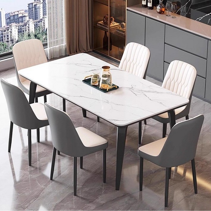 돌쇠네마트 4인 식탁 세라믹 테이블 의자 세트 6인용 주방 거실 1200, 일반의자 6, 판도라1608075